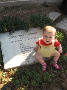 maisie at the poet's grave