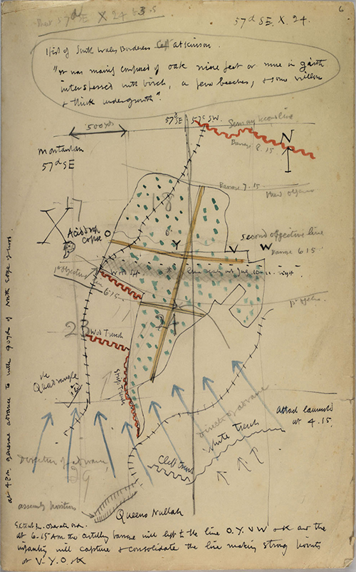 Manuscript map from In Parenthesis.