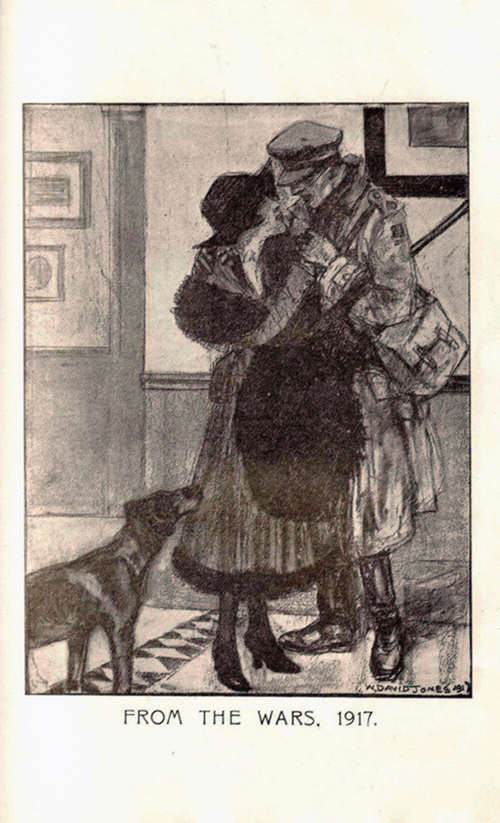 One of a pair of drawings done by David Jones for the Divisional Magazine, New Year 1918.