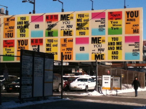 Allen Ruppersberg: You & Me, billboard next to the High Line Park, 2013, photo by Mónica de la Torre.