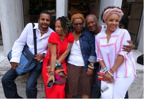 La Casita at Lincoln Center-poets Tony Medina, Jessica Care Moore, audience member (moi); Frank X. Walker and organizer/poet/diva, Latasha N. Diggs, photograph by Charles Daniel Dawson.