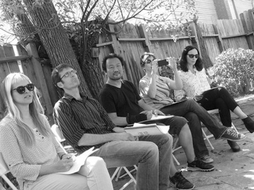 From left to right: Diana Arterian, Tim Roberts, Chiwan Choi, Teresa Carmody, Andrea Quaid.  Photo by Harold Abramowitz.