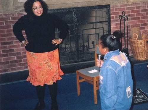 Tonya C. Hegamin hosts an open mic at the NW Regional Library, 2000.