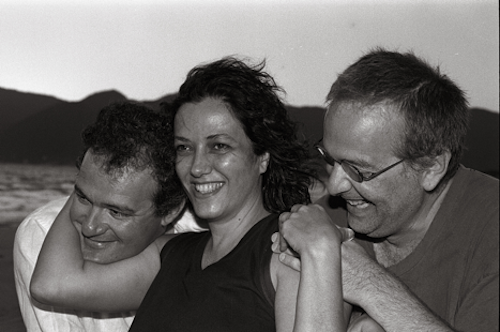 Francisco Faria, Josely Vianna Baptista, and Chris Daniels on the beach near Pántano do Sul (photo by João Urban)