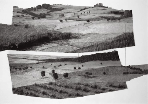 Francisco Faria. Refiguration on Pontal do Paranapanema 1,  1999. Graphite on paper, 70 x 100 cm.