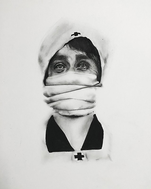 "Influenza Nurse with Ligatures," 2016, by Chris Hefner