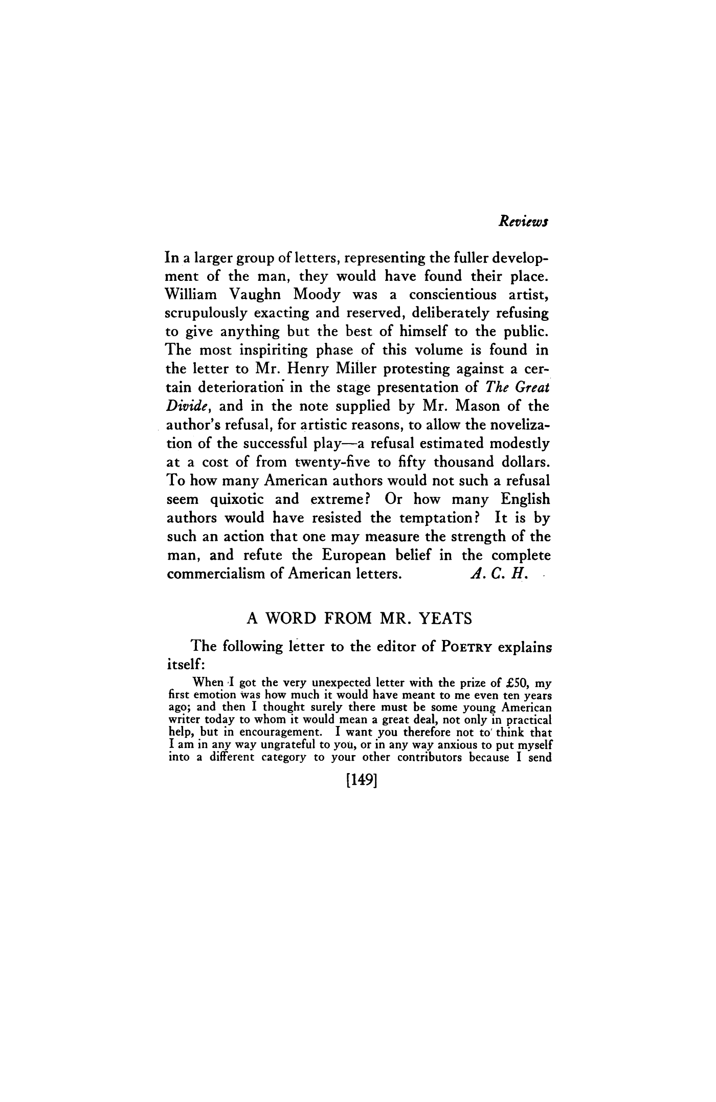 Some Letters of William Vaughn Moody (Ed. by Daniel Gregory Mason)