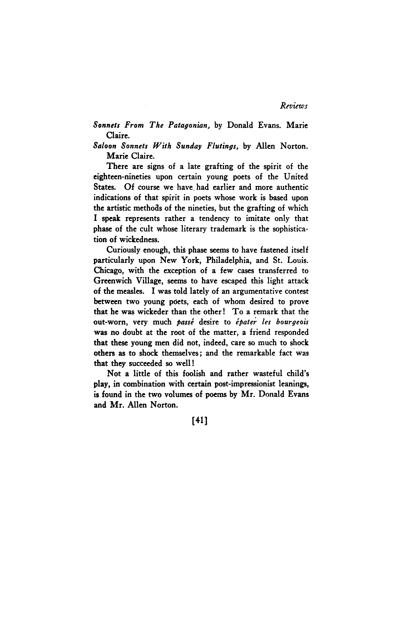 Sonnets from the Patagonian by Donald Evans; Saloon Sonnets with Sunday Flutings by Allen Norton