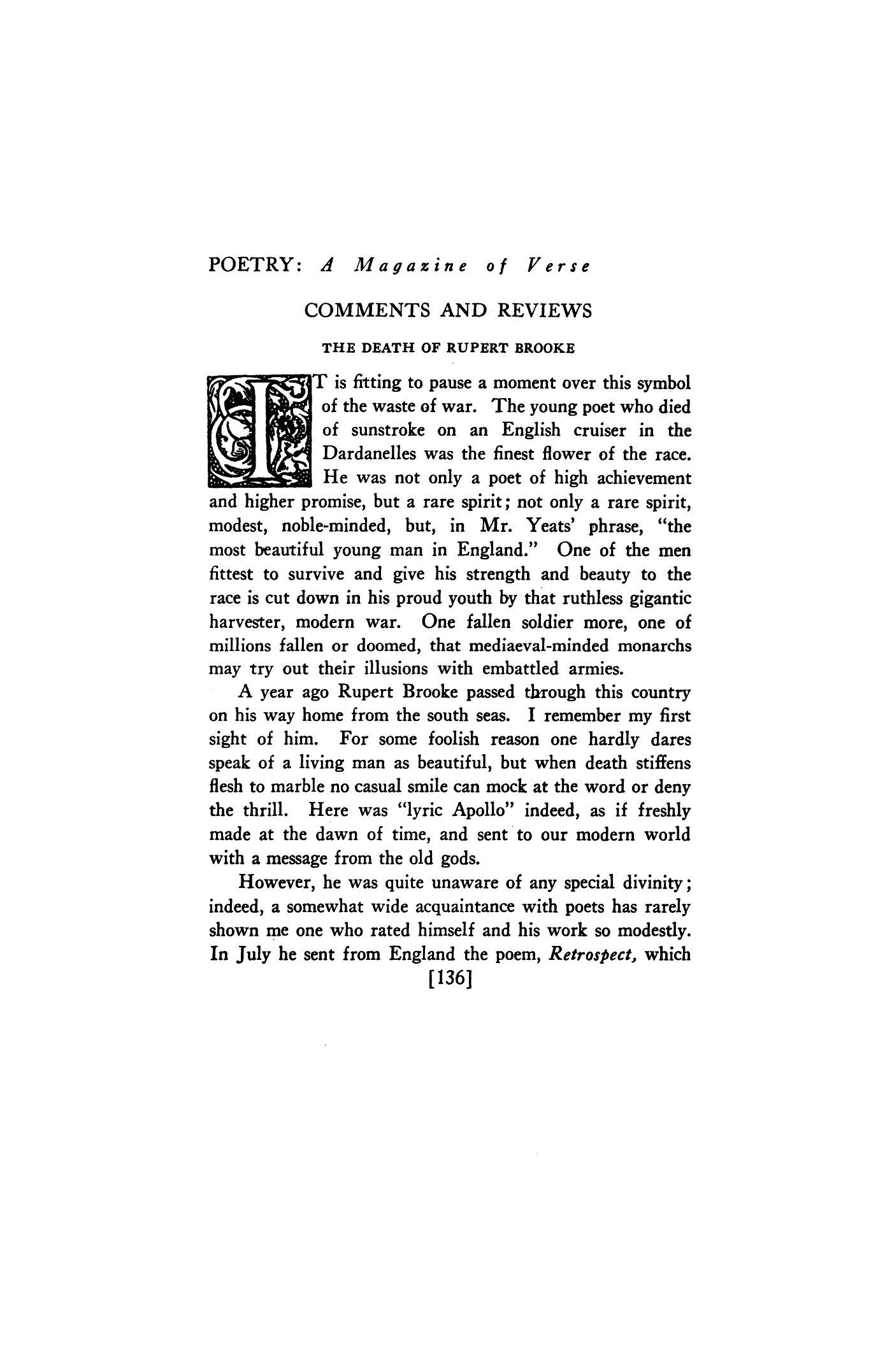 The Death of Rupert Brooke