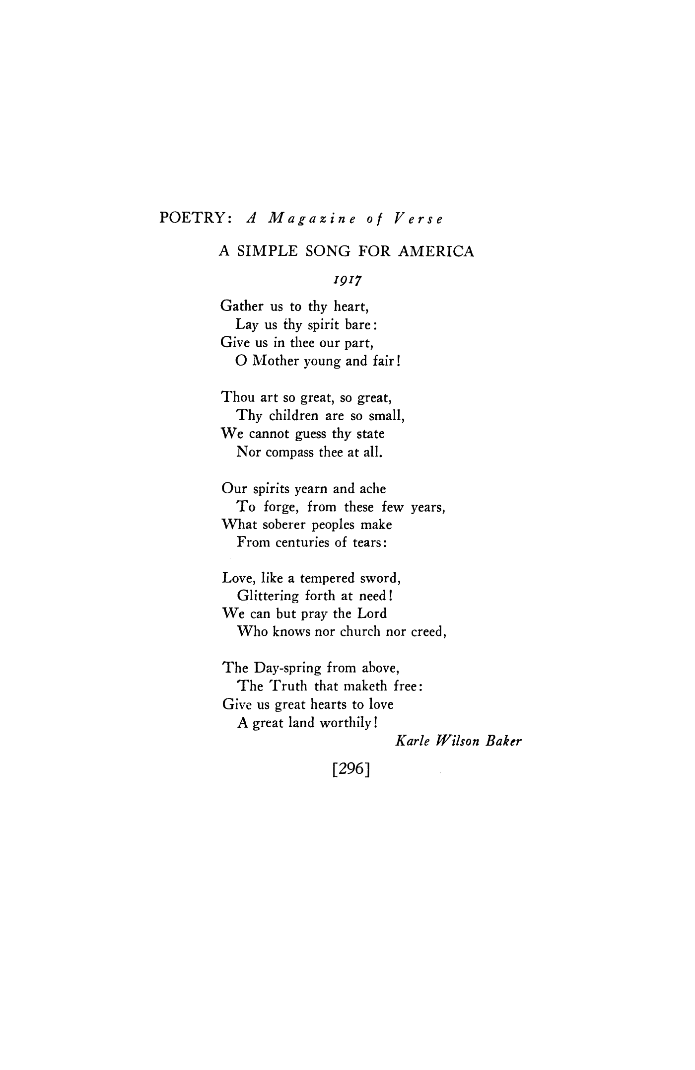 A Simple Song for America: 1917