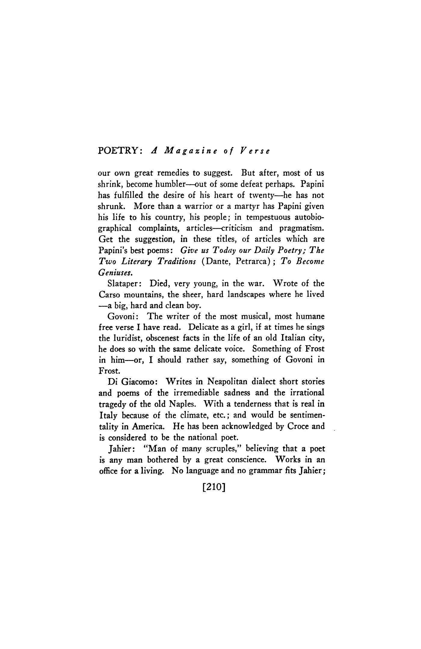 Five Years of Italian Poetry (1910-1915)
