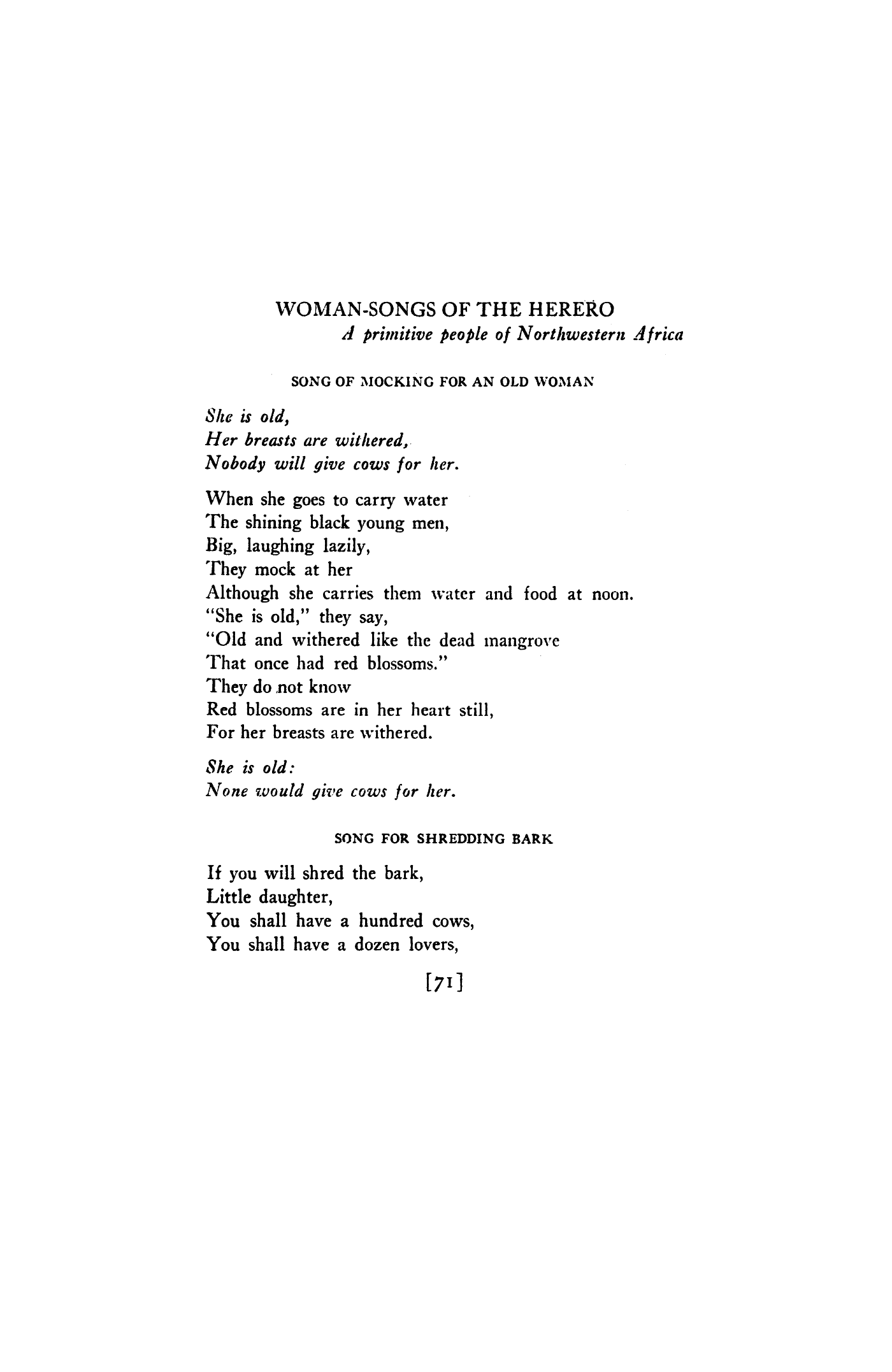 Song of Mocking for an Old Woman