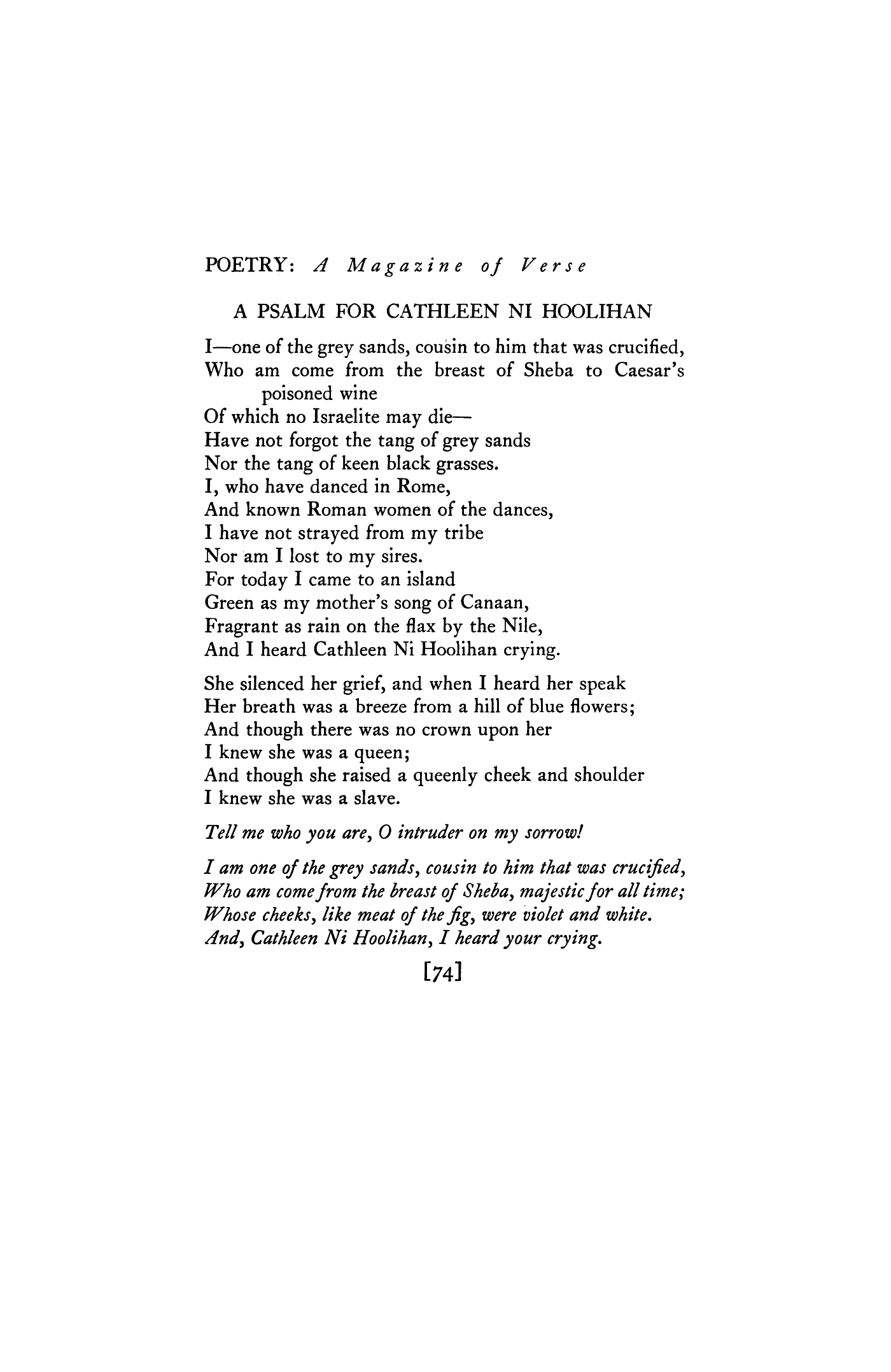 A Psalm for Cathleen Ni Hoolihan