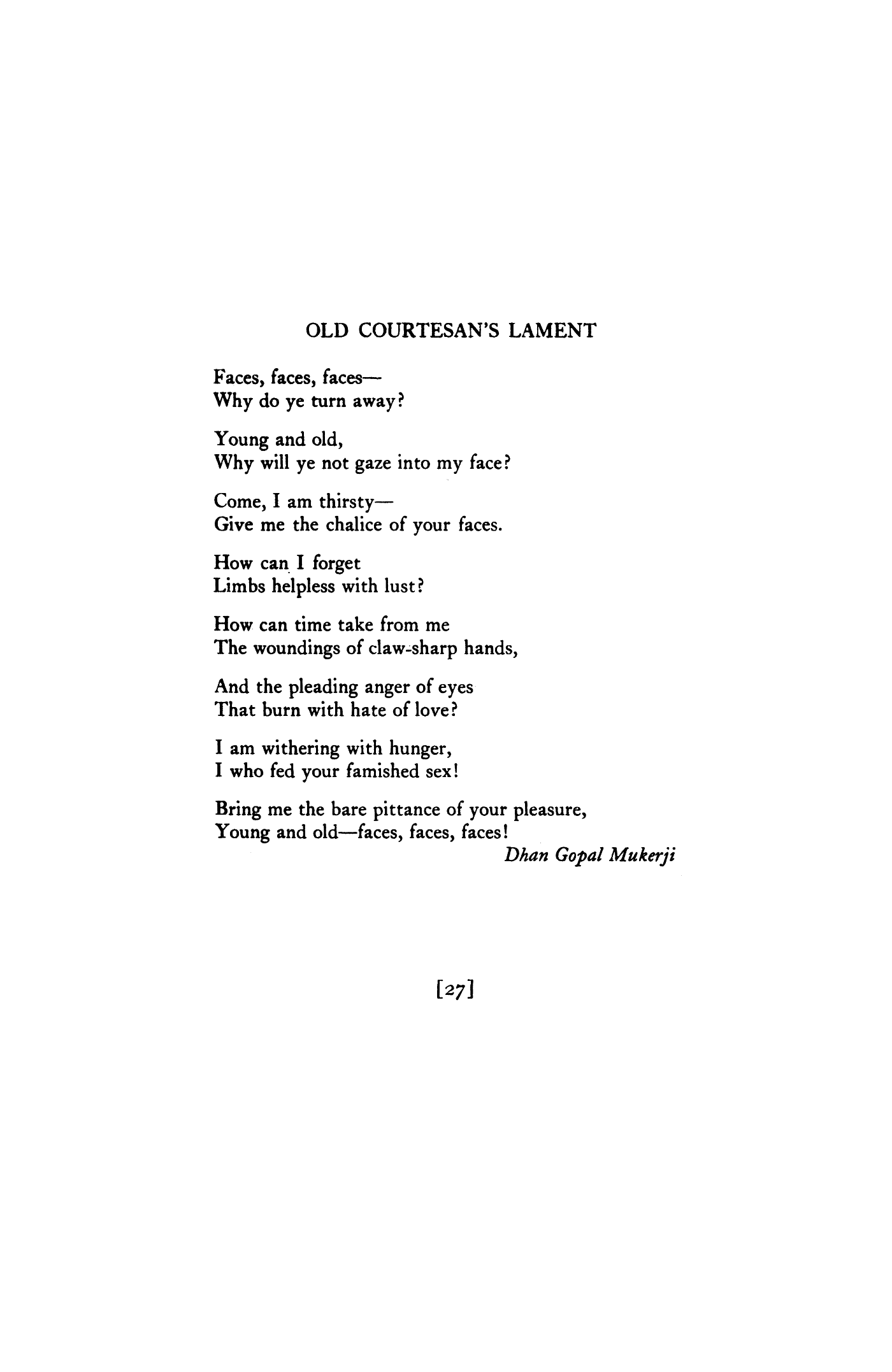 Old Courtesan's Lament