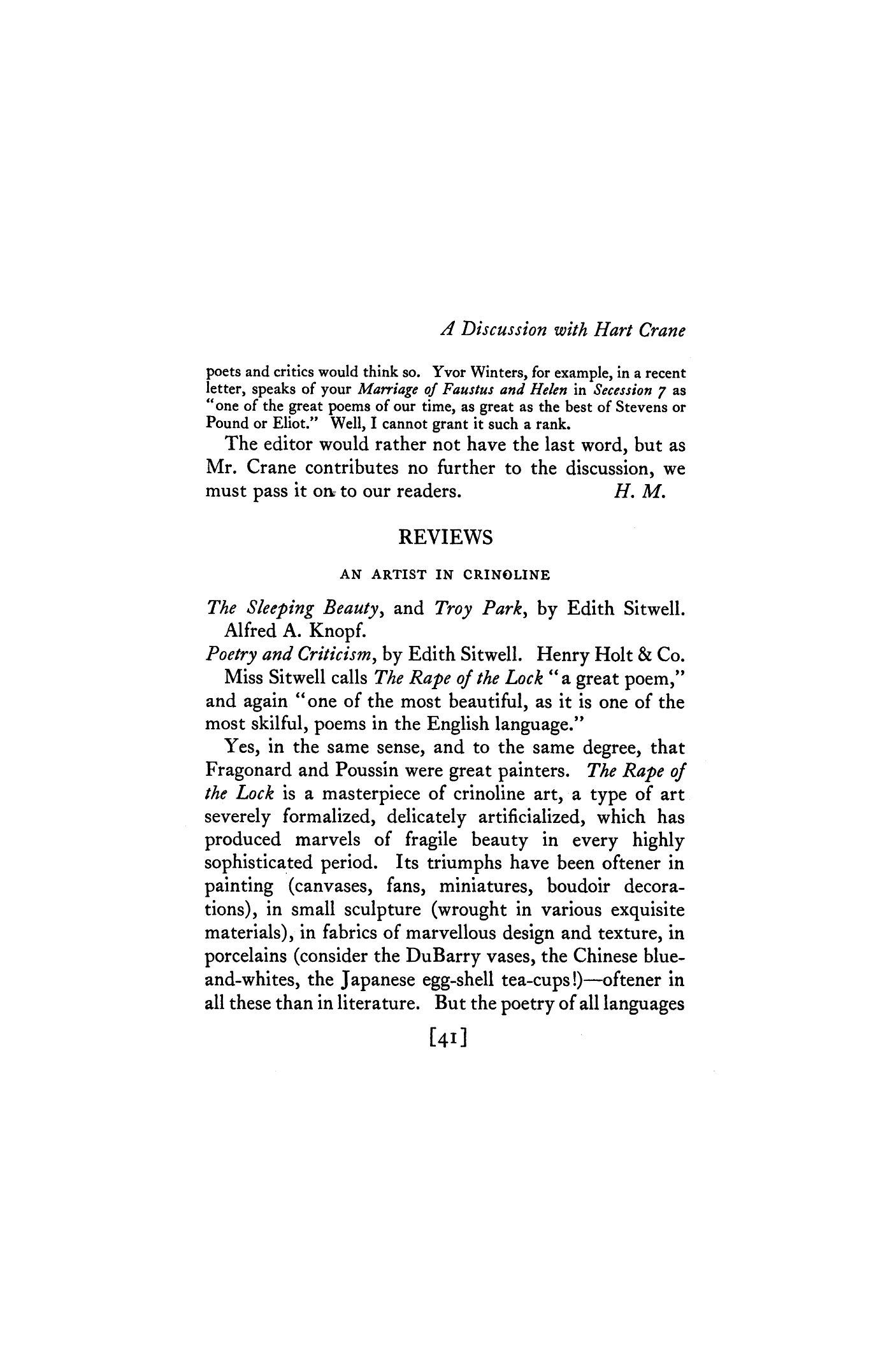 A Discussion with Hart Crane