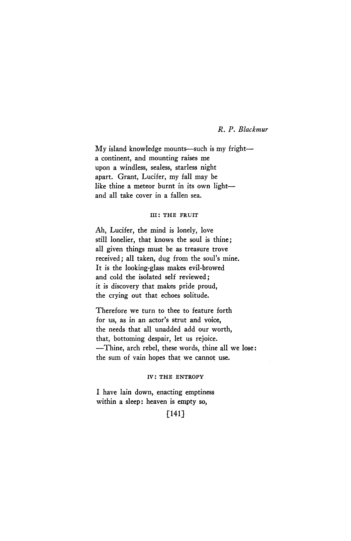 Of Lucifer by R. P. Blackmur | Poetry Magazine