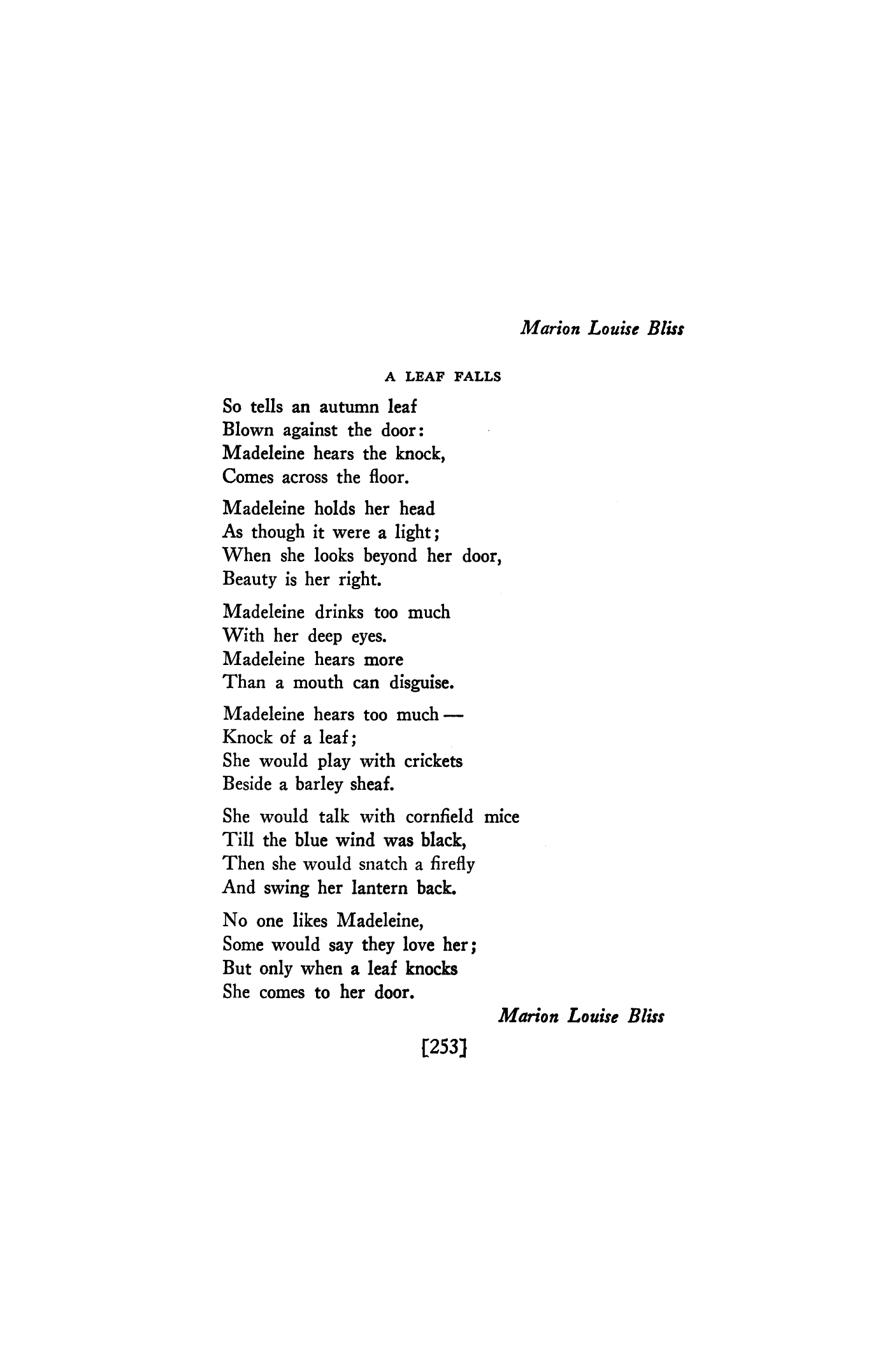 A Leaf Falls By Marion Louise Bliss Poetry Magazine