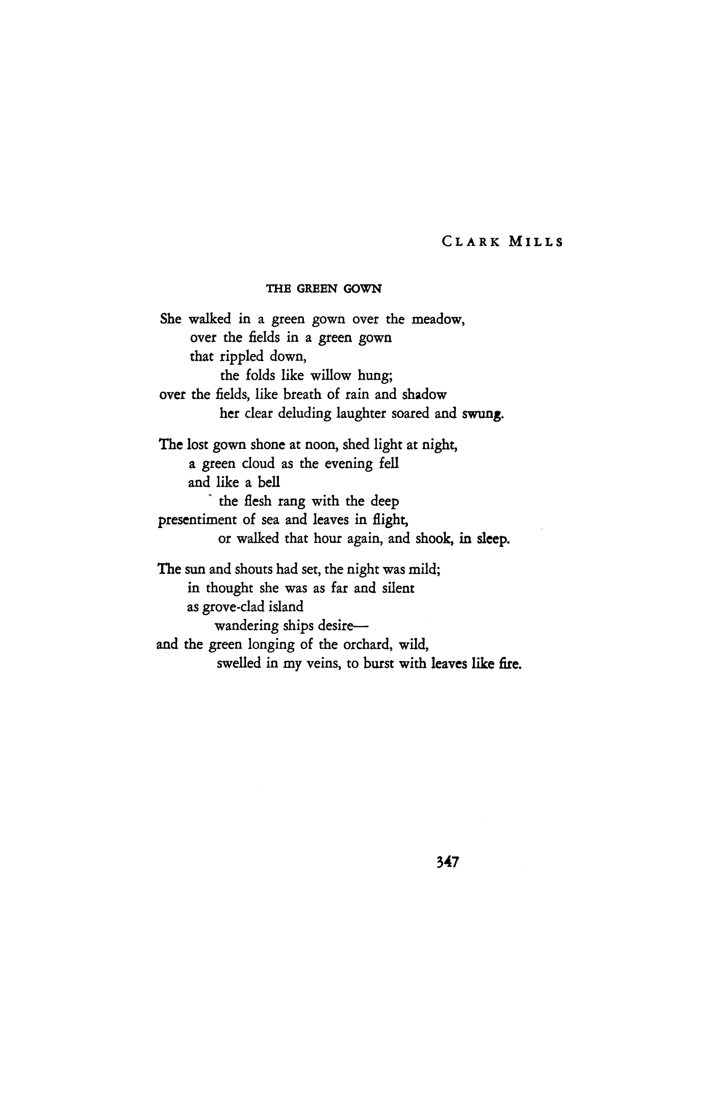 The Green Gown By Clark Mills Poetry Magazine