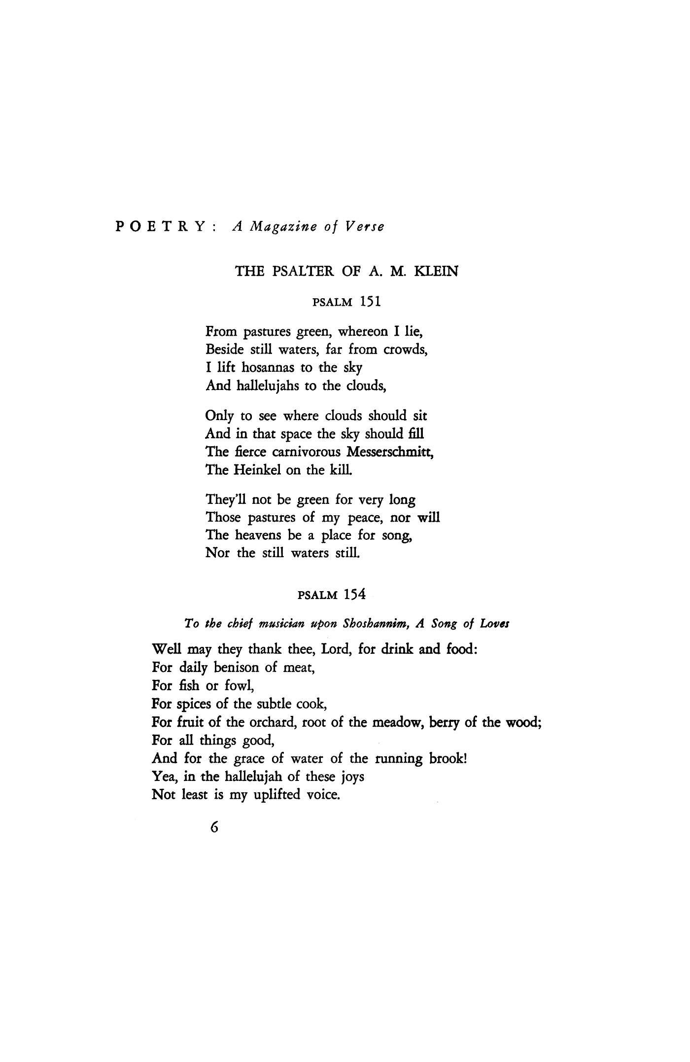 The Psalter of A. M. Klein