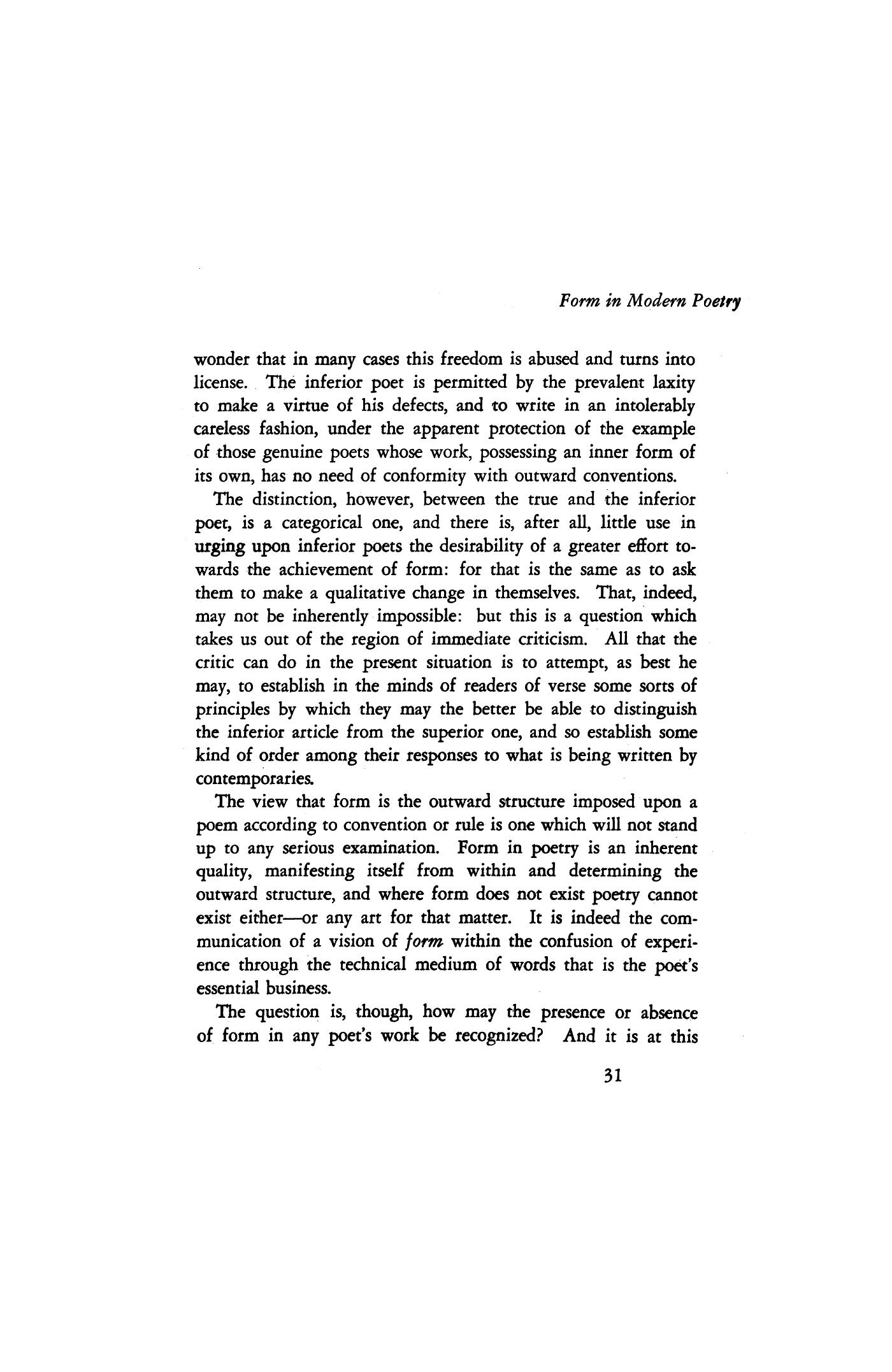 Form in Modern Poetry