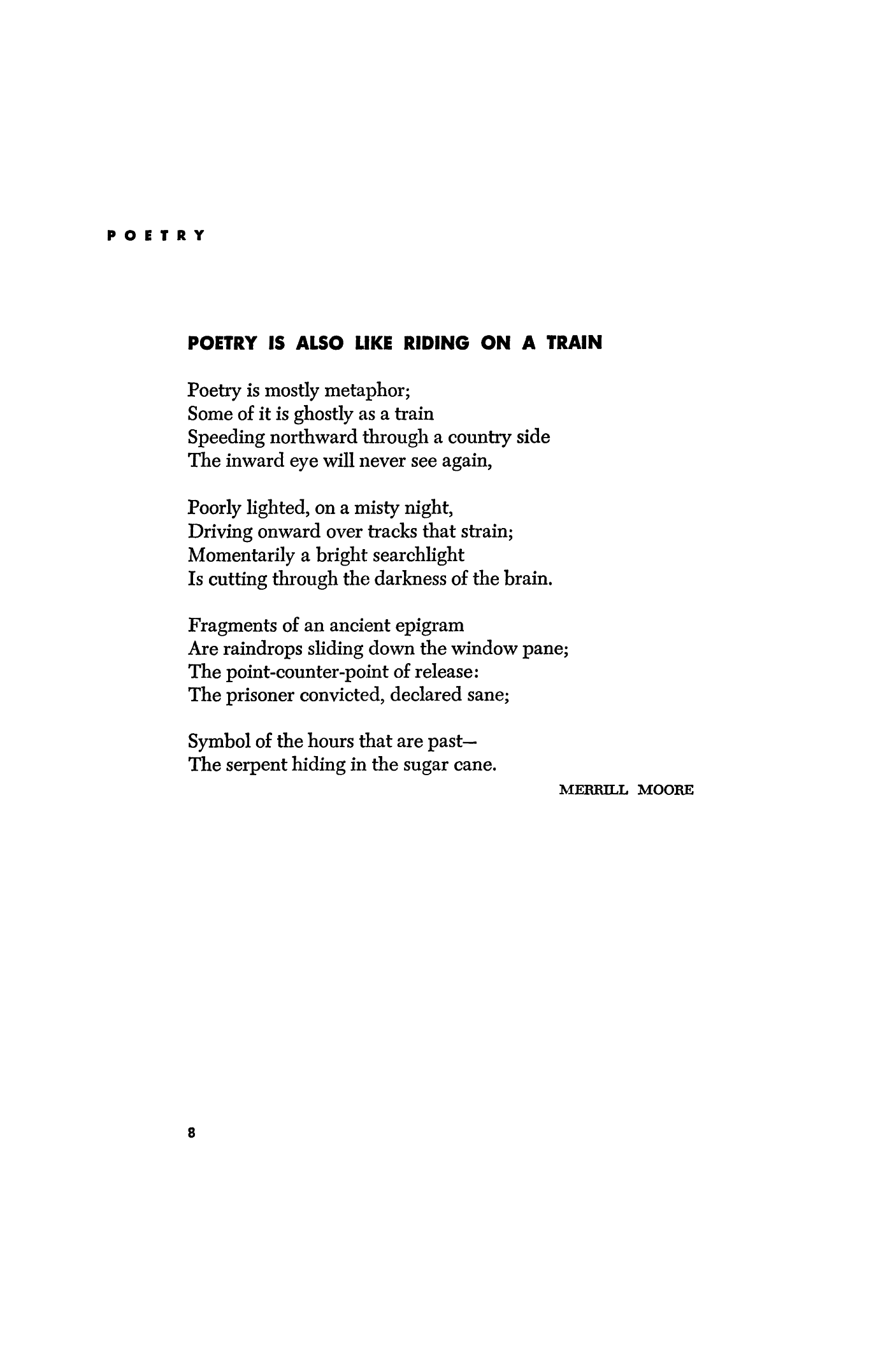 Poetry Is Also like Riding on a Train