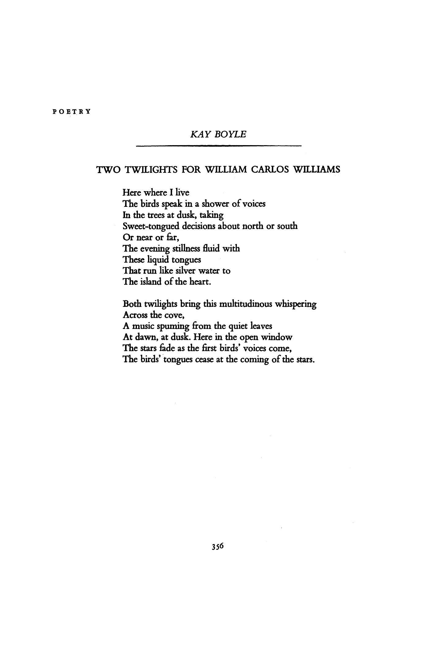 Two Twilights for William Carlos Williams