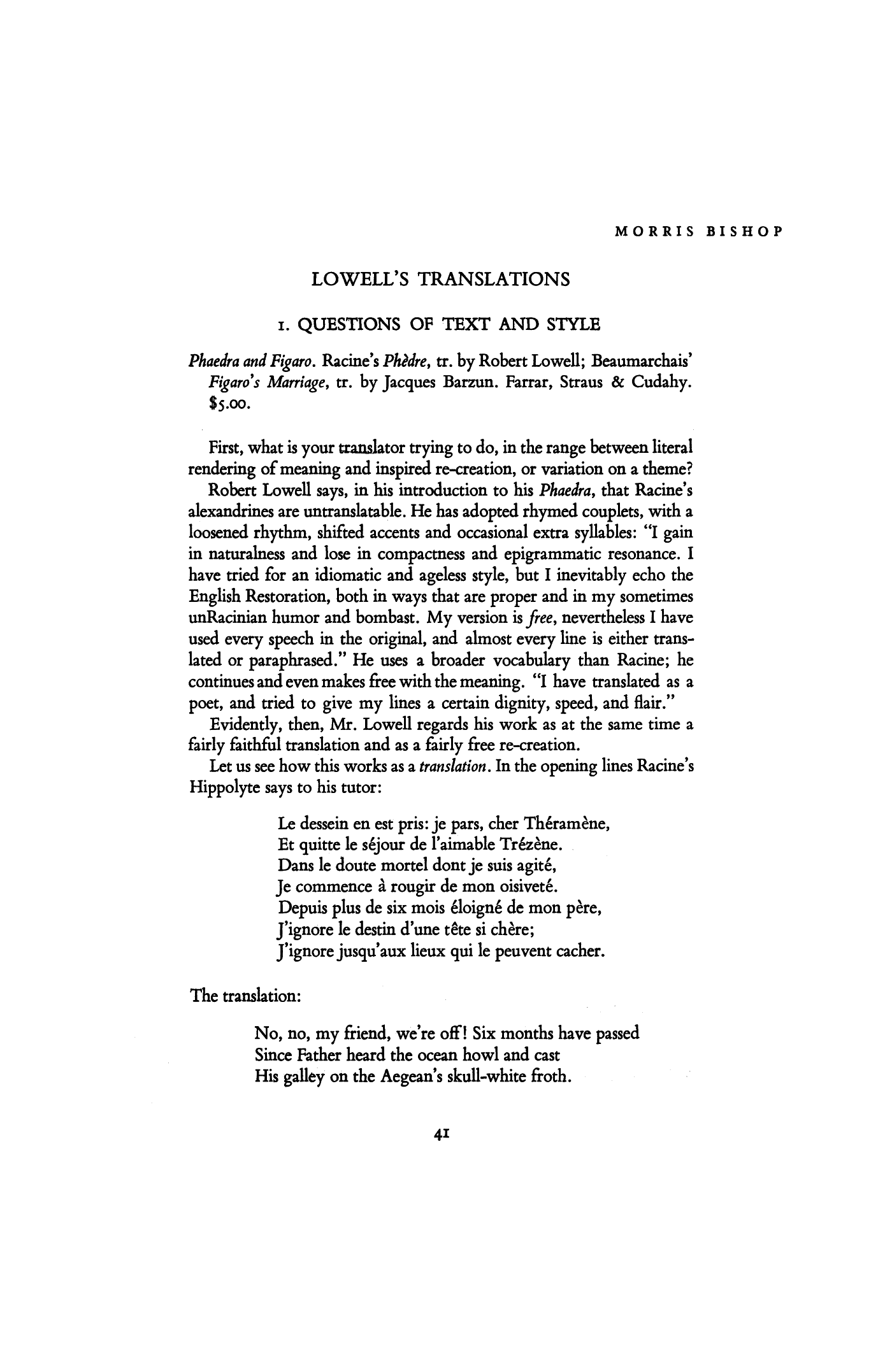 Lowell's Translations