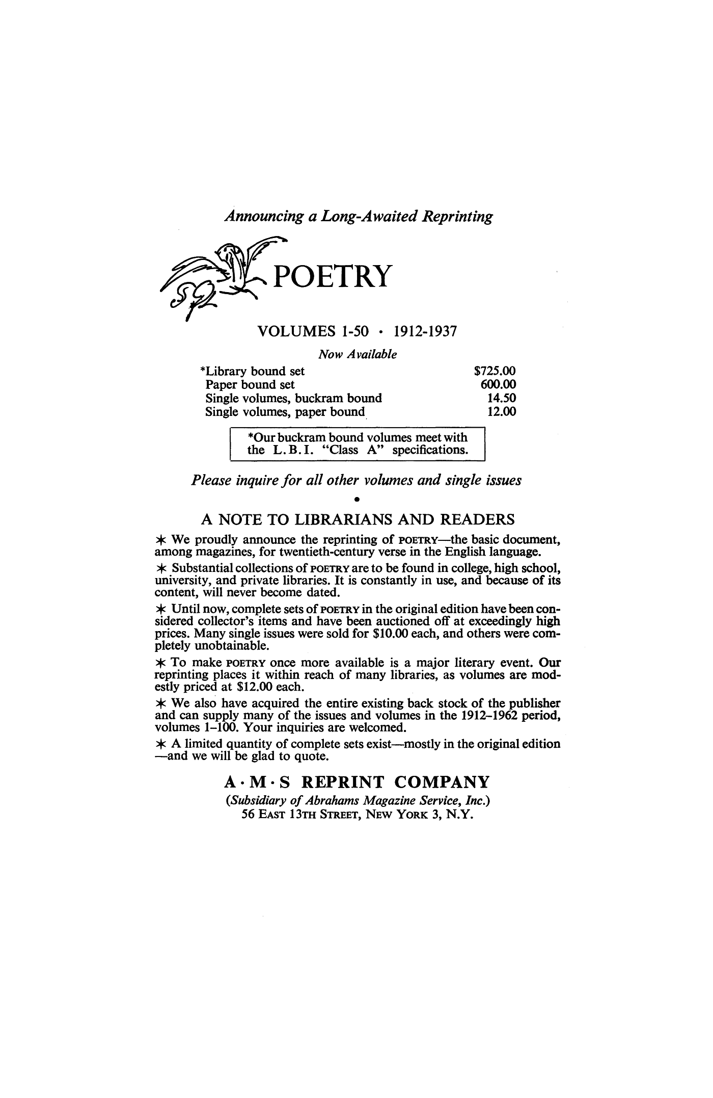 Poetry Magazine Archive Page