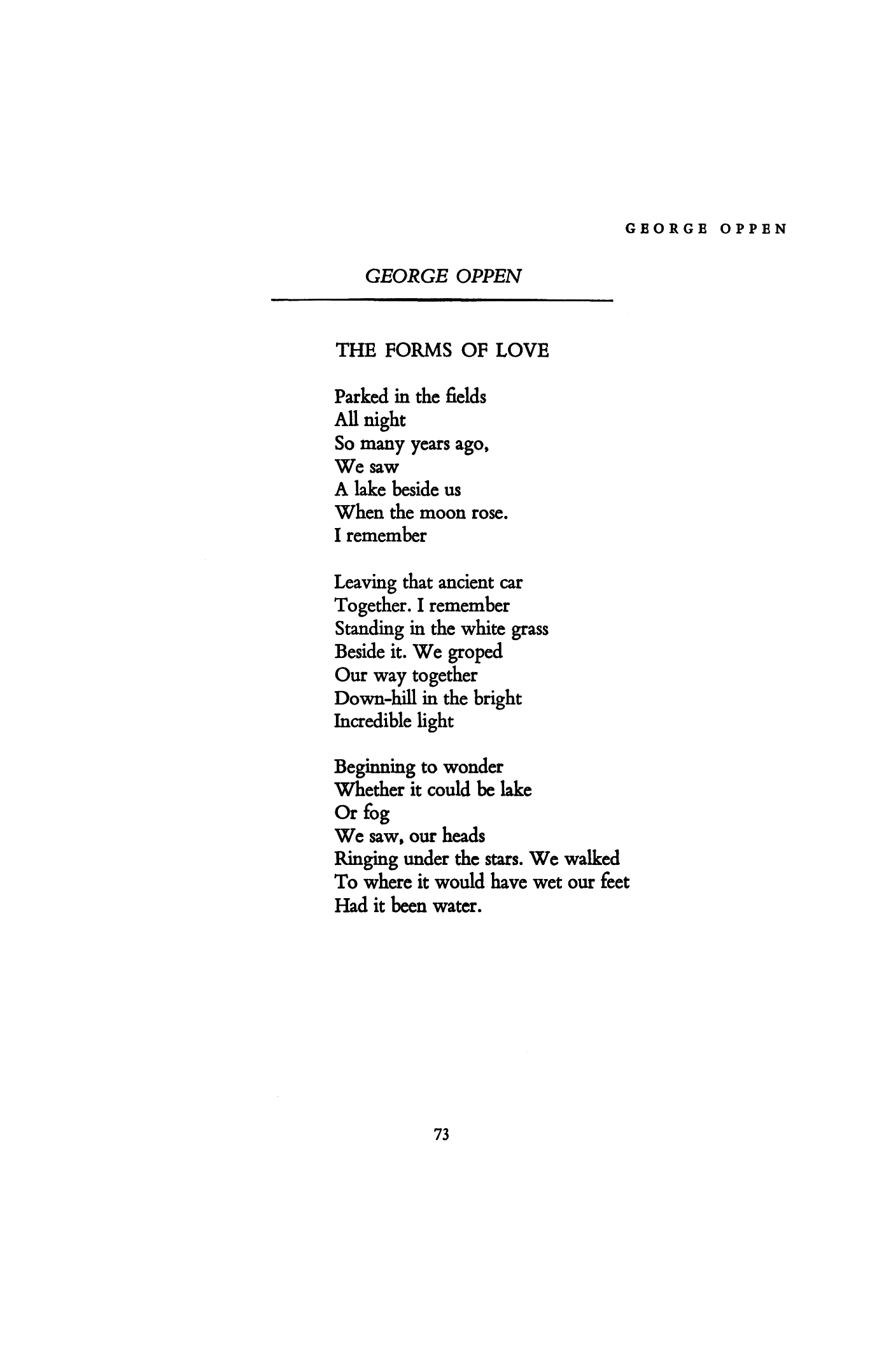 The Forms of Love by George Oppen
