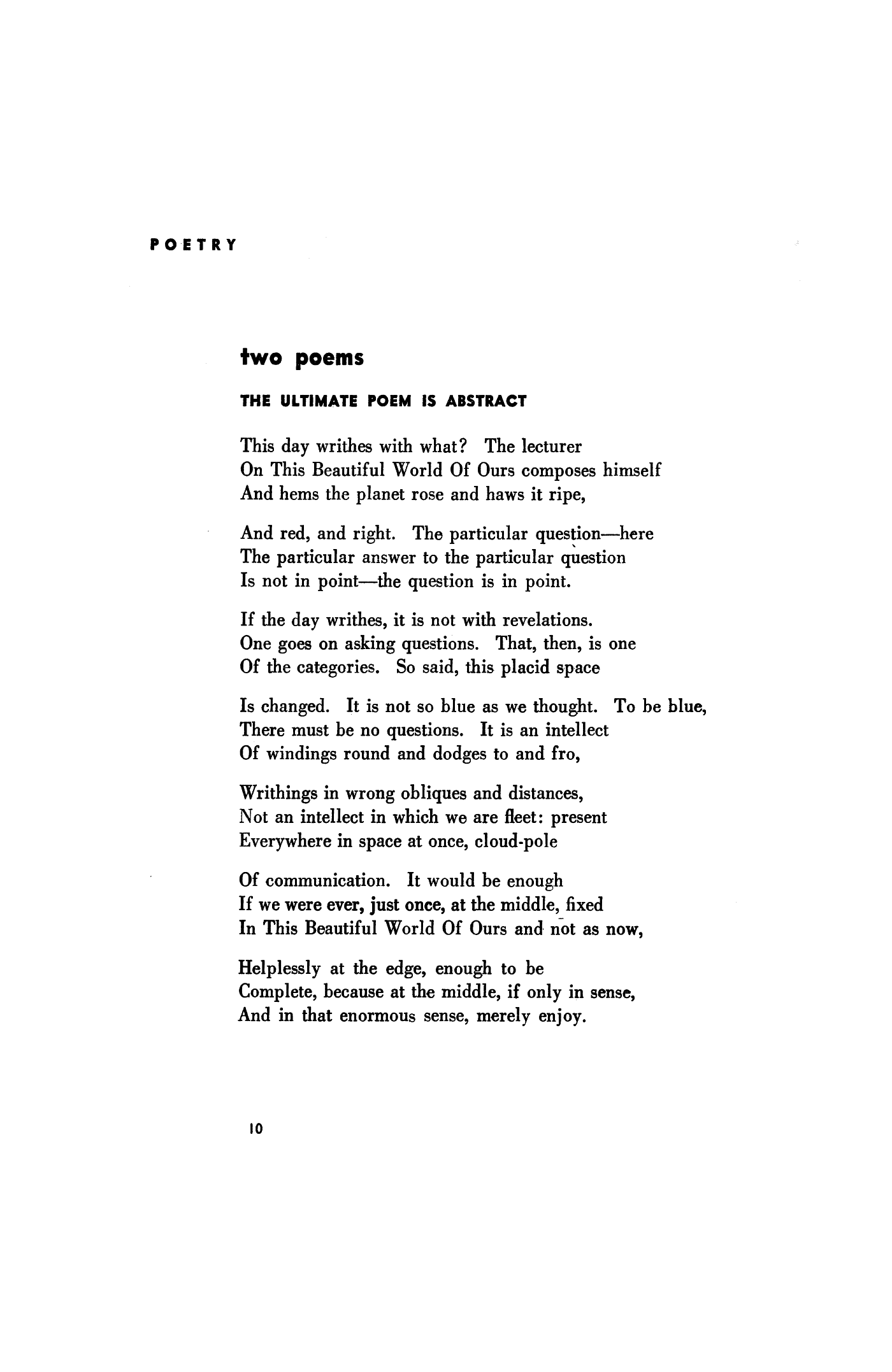 The Ultimate Poem Is Abstract