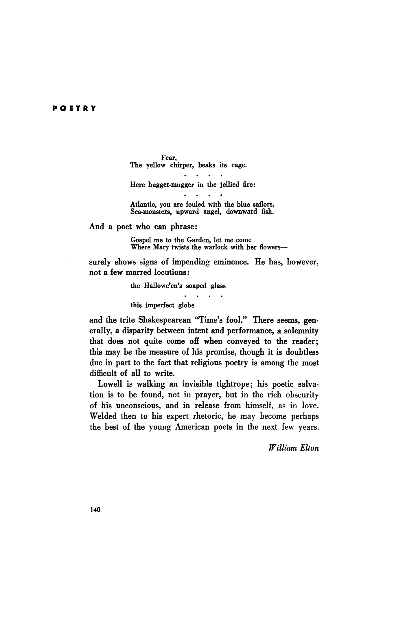 A Note on Robert Lowell