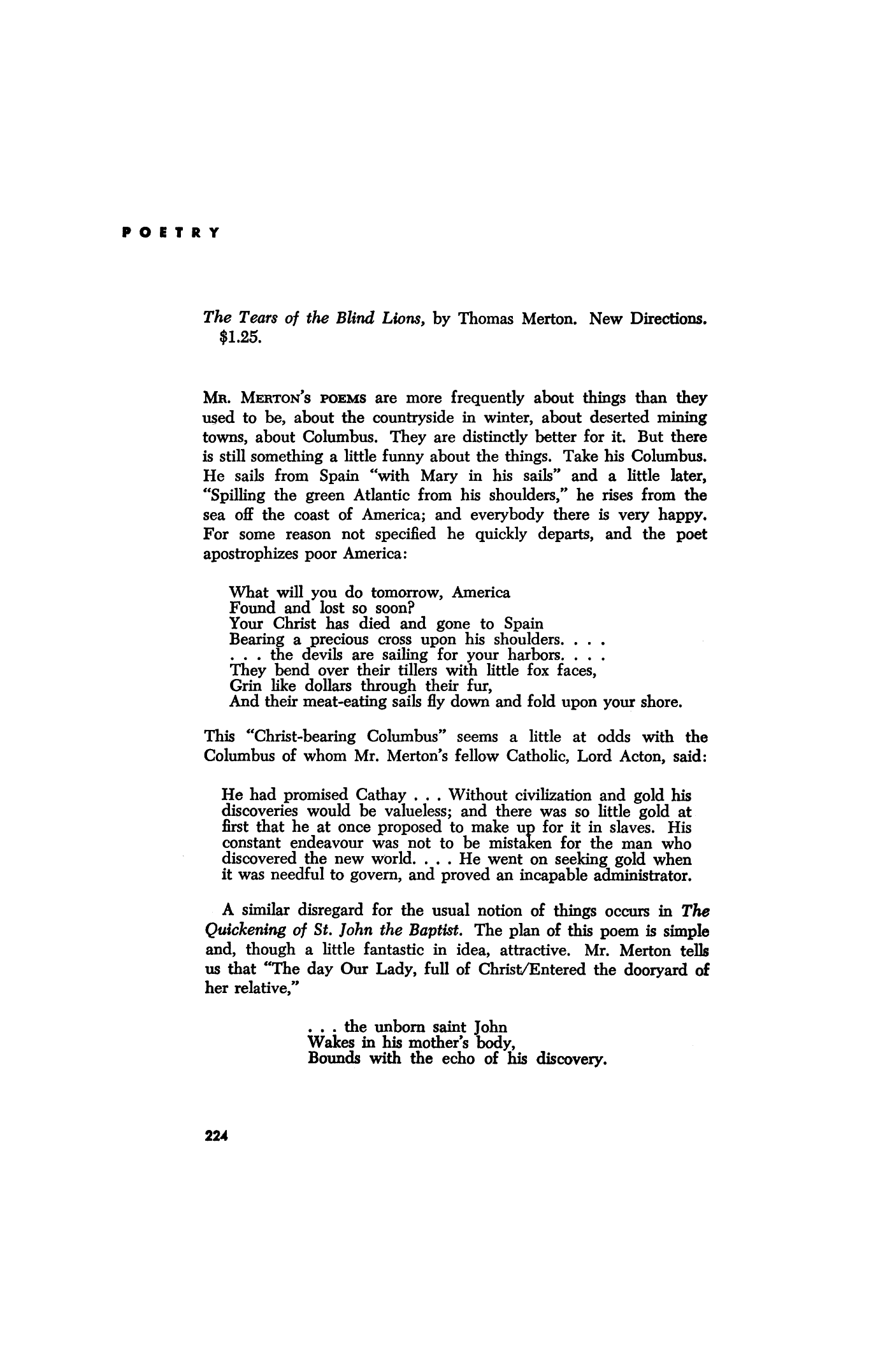 The Tears of the Blind Lions by Thomas Merton