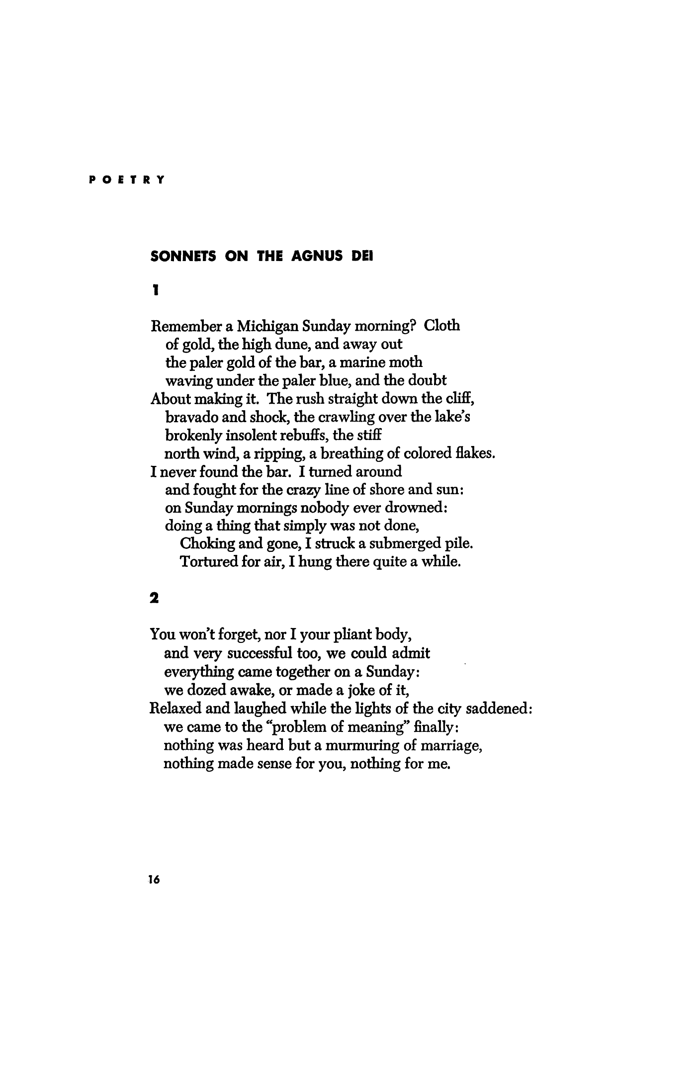 Sonnets on the Agnus Dei