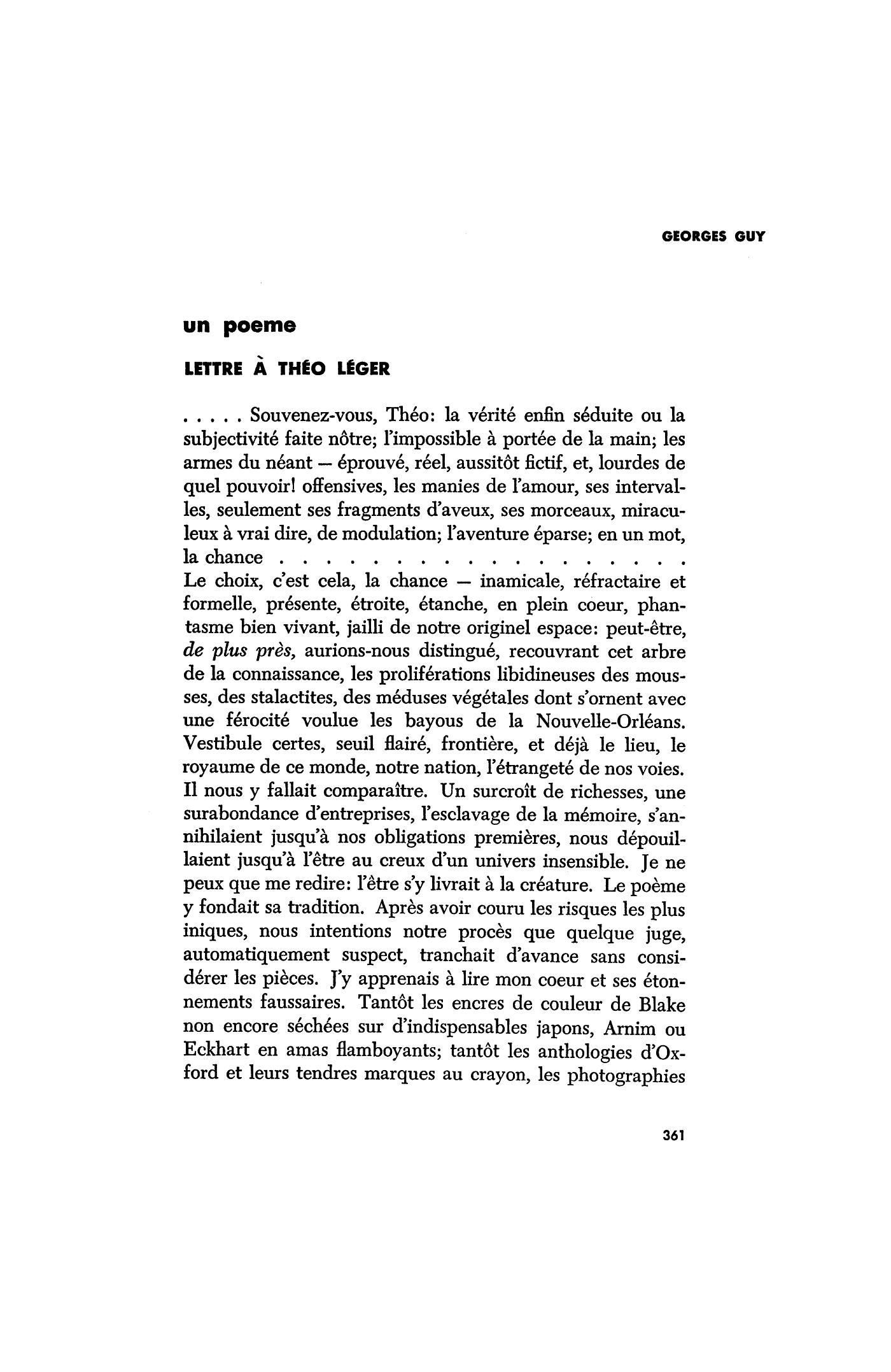 Lettre Tho Lger / From Letter to Théo Léger