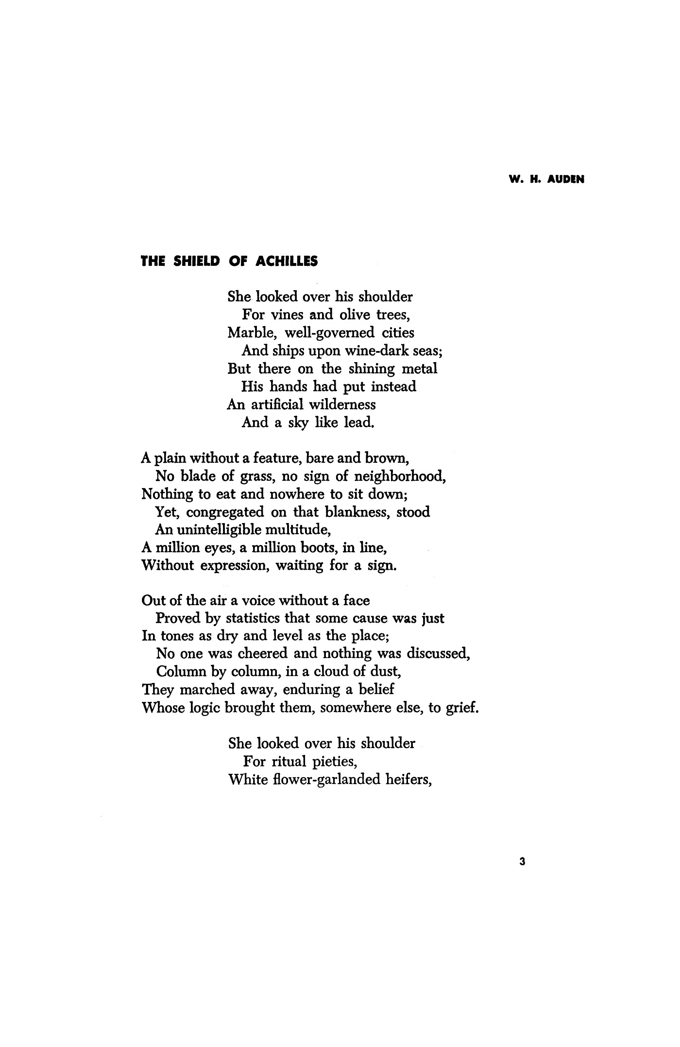 The Shield of Achilles by W. H. Auden