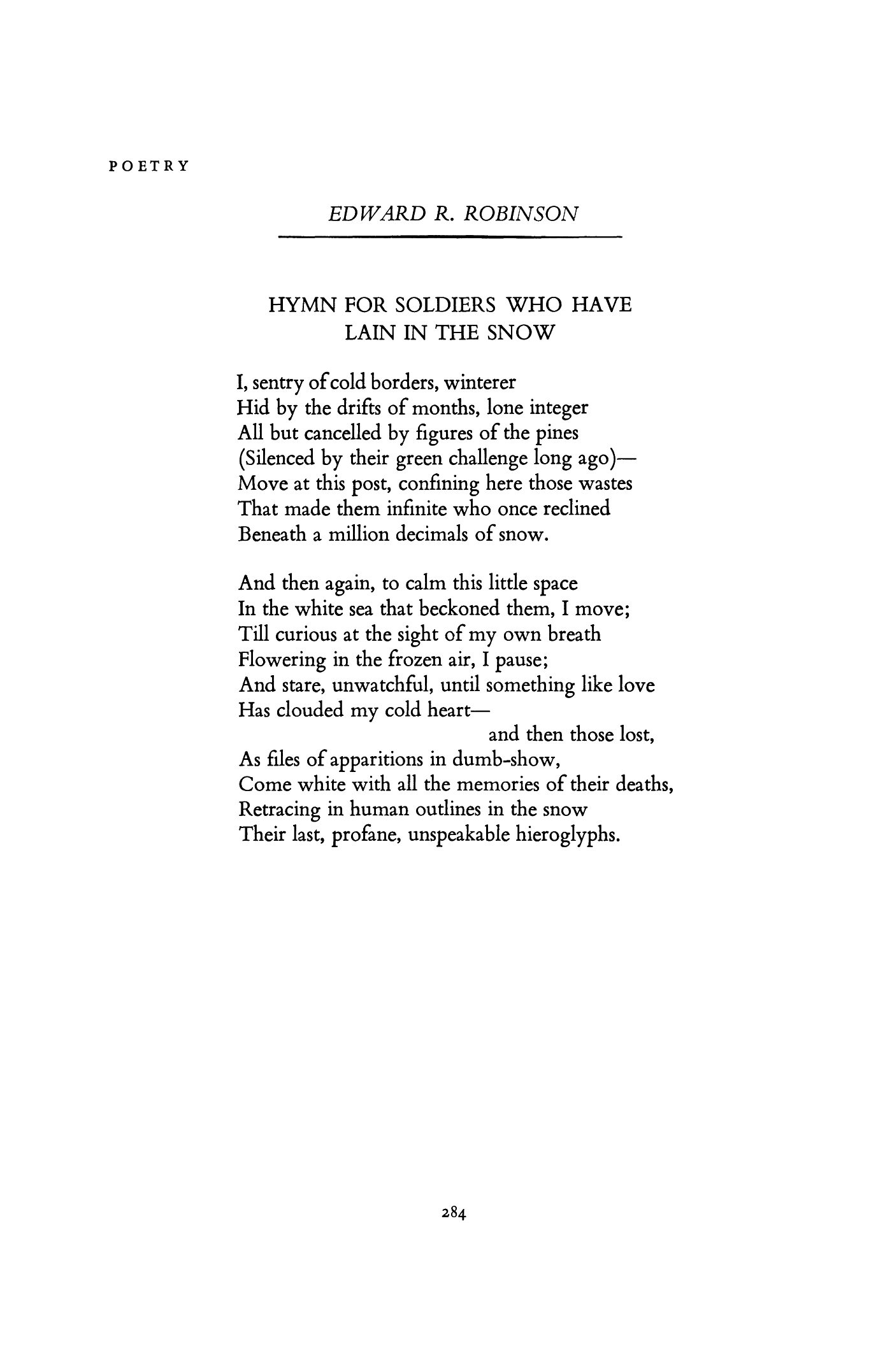 Hymn for Soldiers Who Have Lain in the Snow