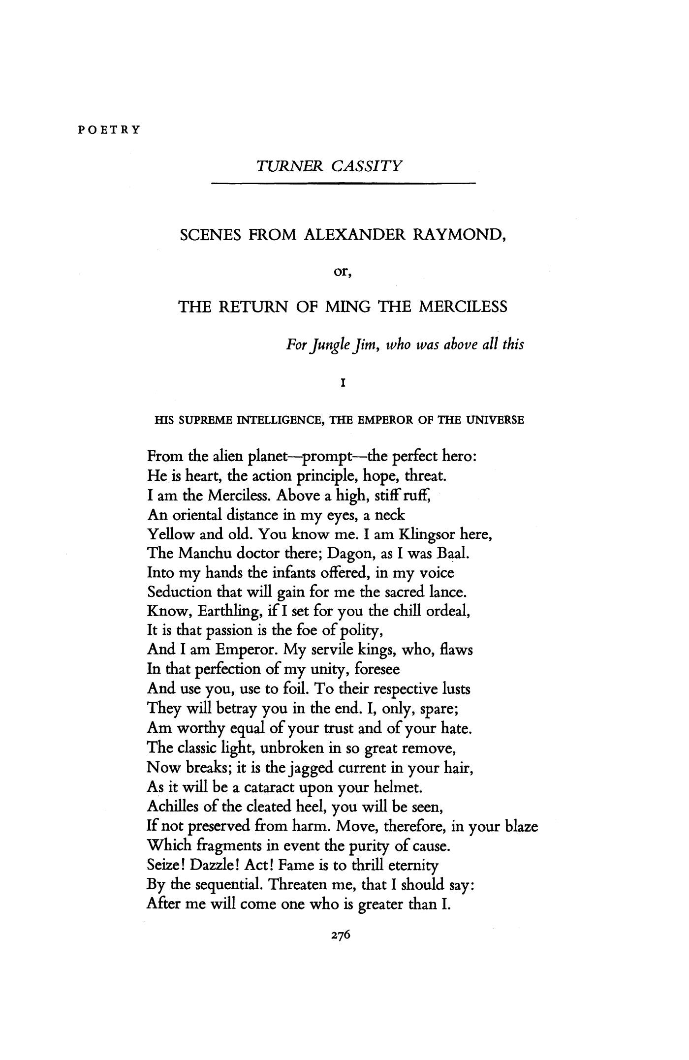 "Scenes from Alexander Raymond," or, "The Return of Ming the Merciless"