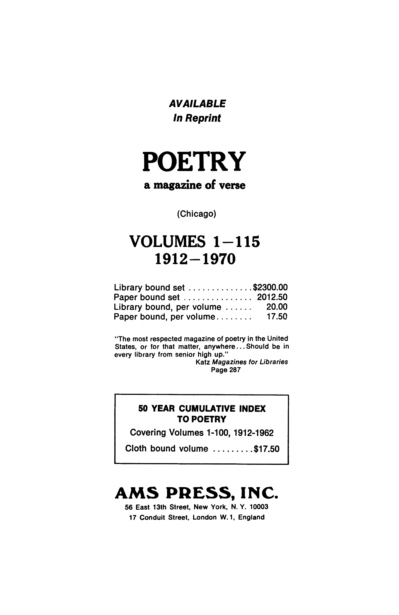 Poetry Magazine Archive Page