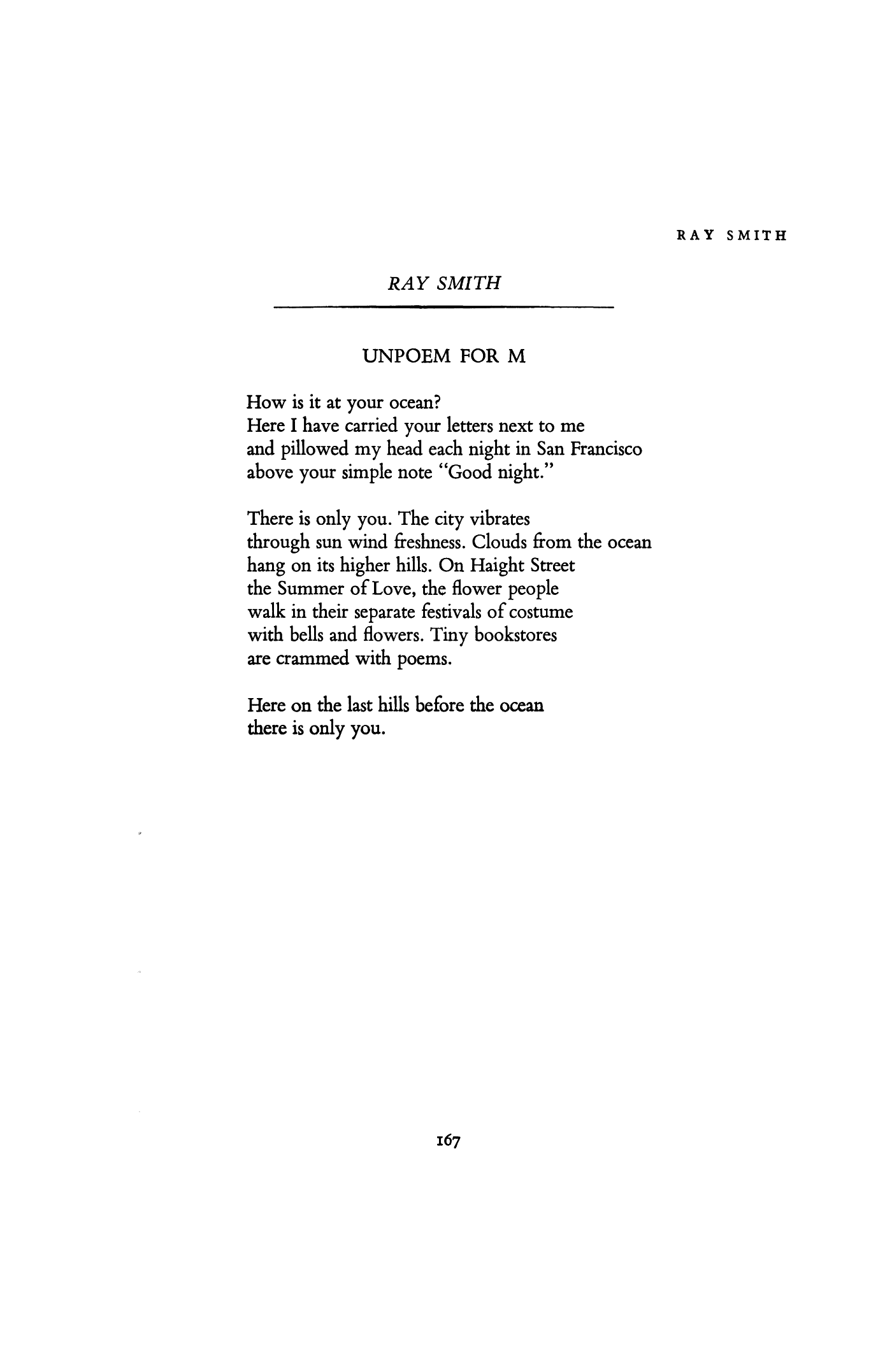 Unpoem for M