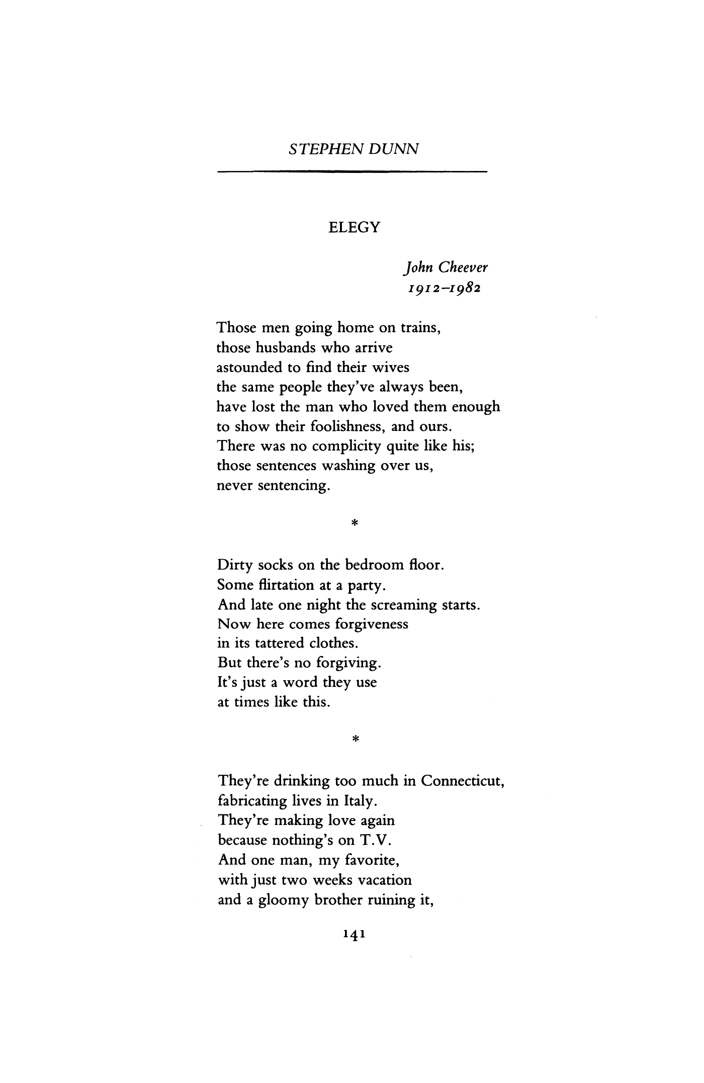 Elegy by Stephen Dunn | Poetry Magazine