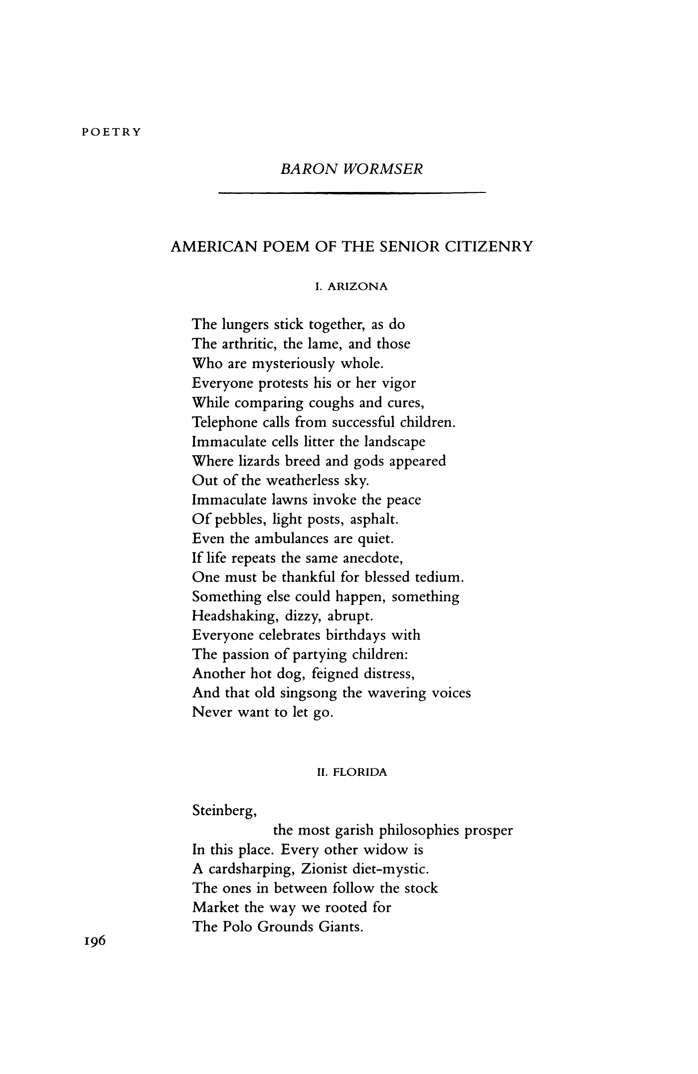 American Poem of the Senior Citizenry