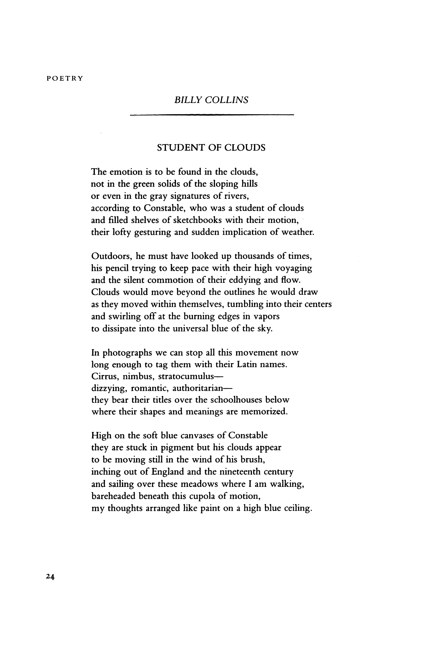 Student Of Clouds By Billy Collins Poetry Magazine