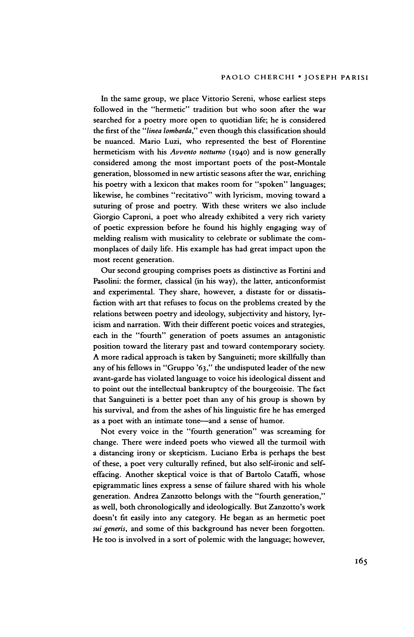 Some Notes on Post-War Italian Poetry