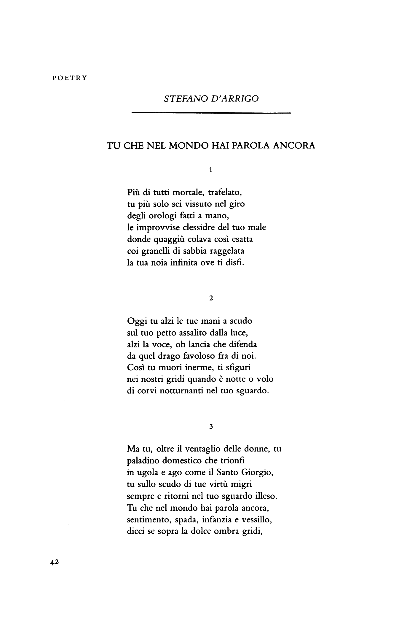 Avevi alito, un corpo/You Had Breath, a Body  (Tr. by Stephen Sartarelli)