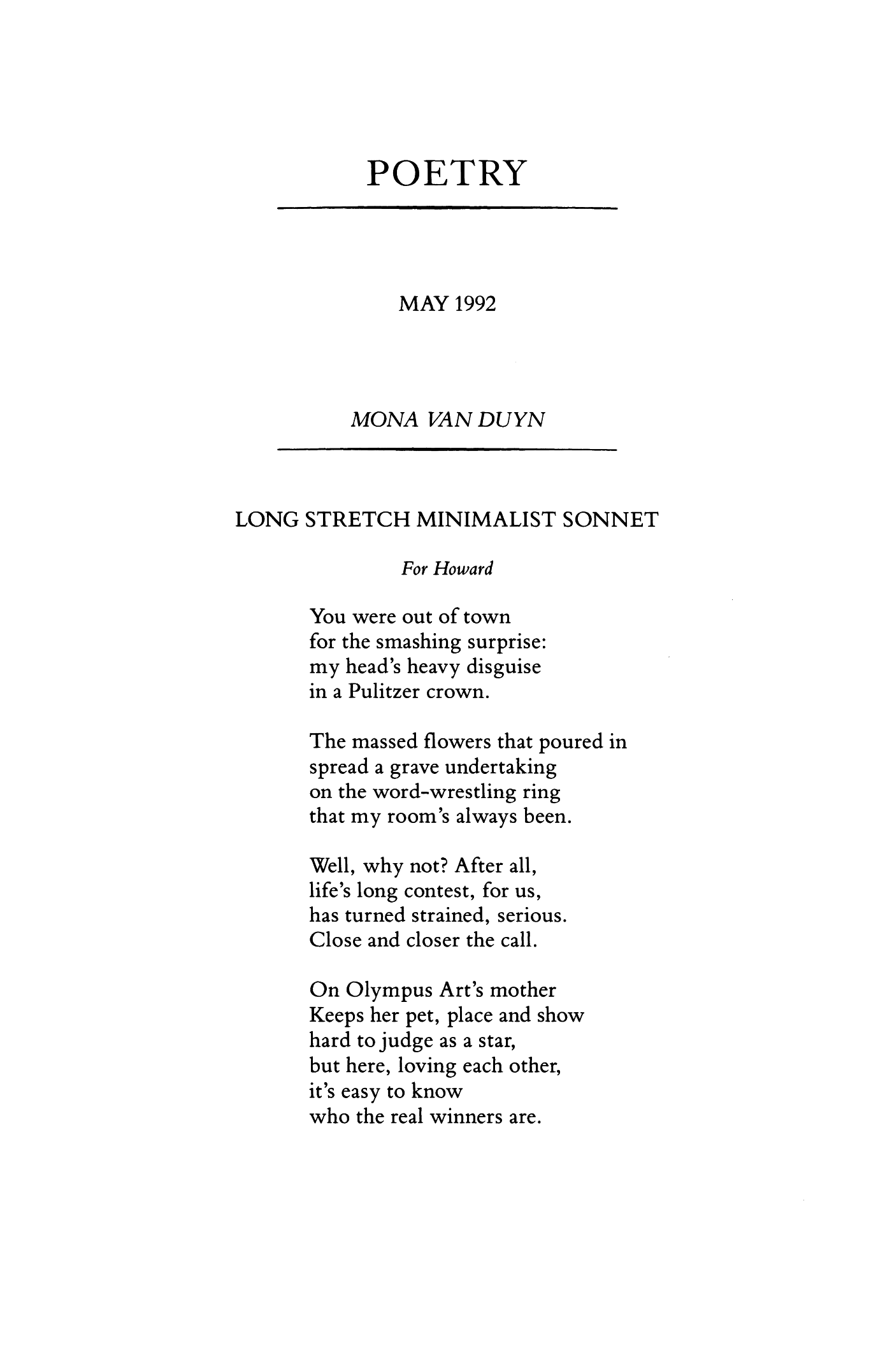 Long Stretch Minimalist Sonnet