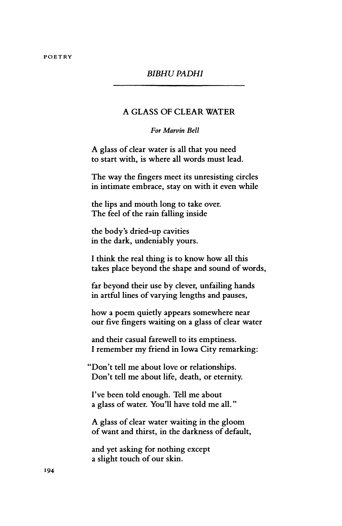 A Glass of Clear Water