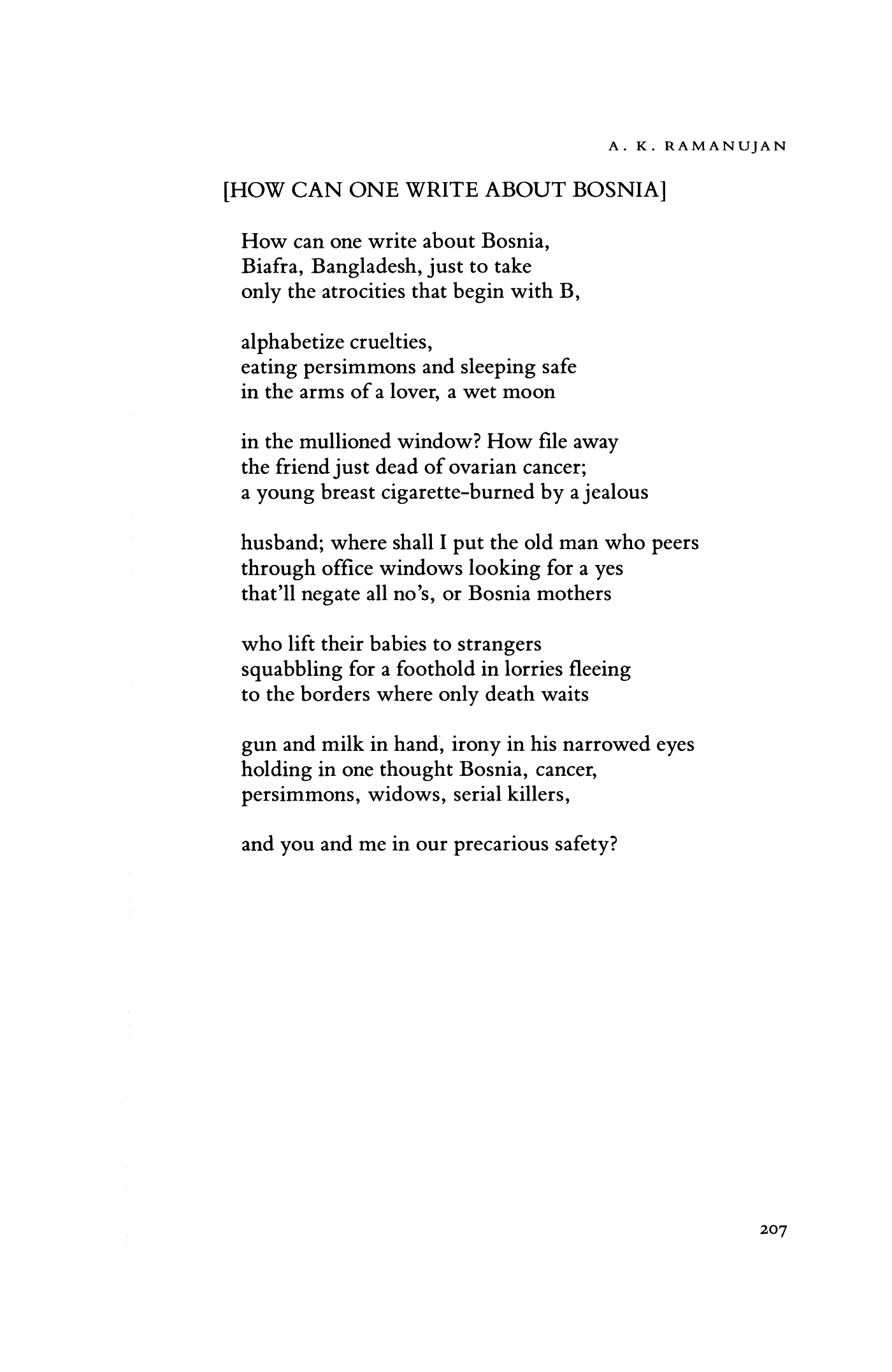 ak ramanujan poems