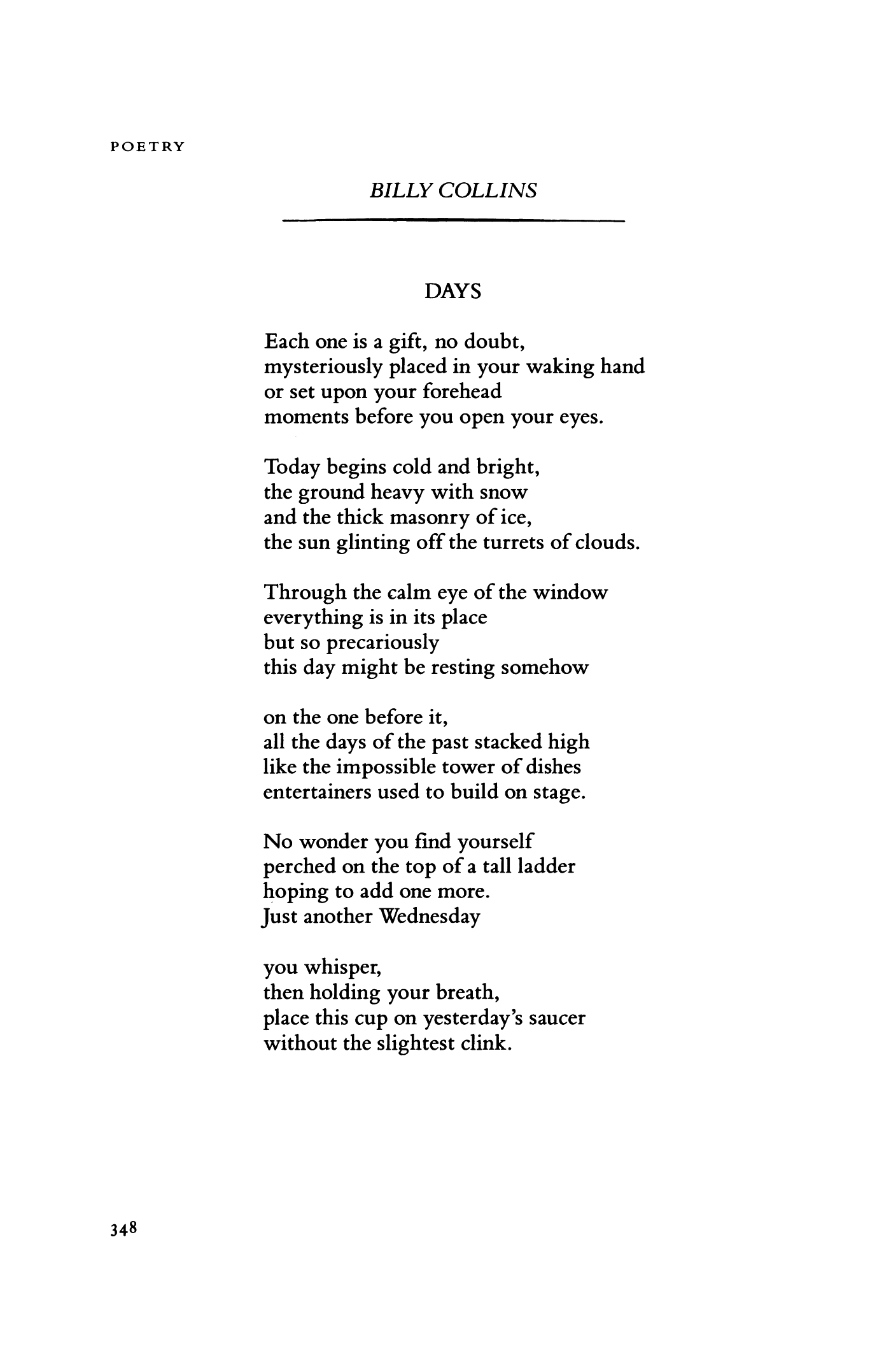 Days by Billy Collins | Poetry Magazine