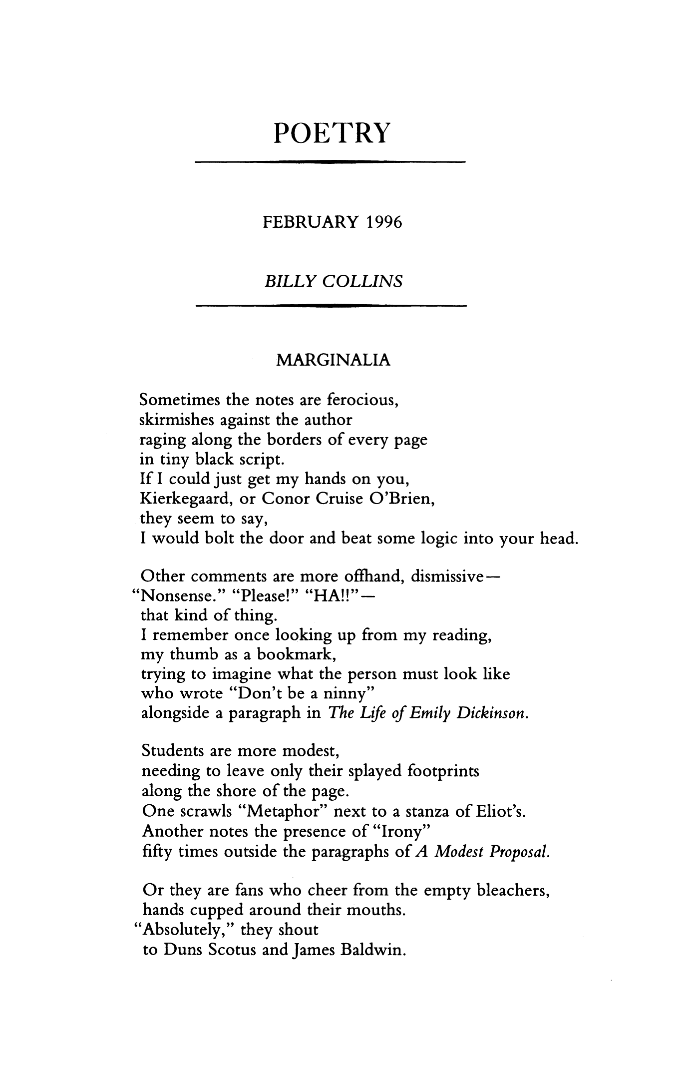 Marginalia By Billy Collins Poetry Magazine
