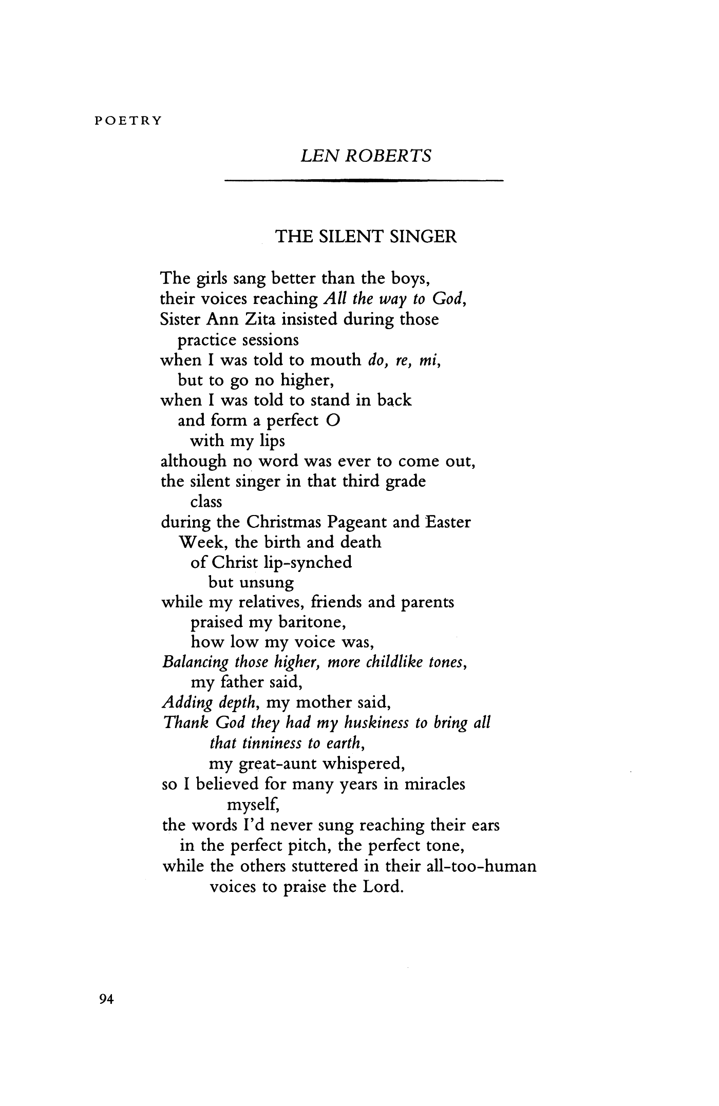 The Silent Singer